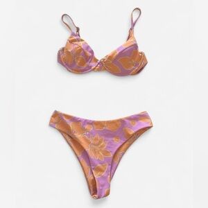 Aurielle Pink & Orange Floral Underwire Bikini